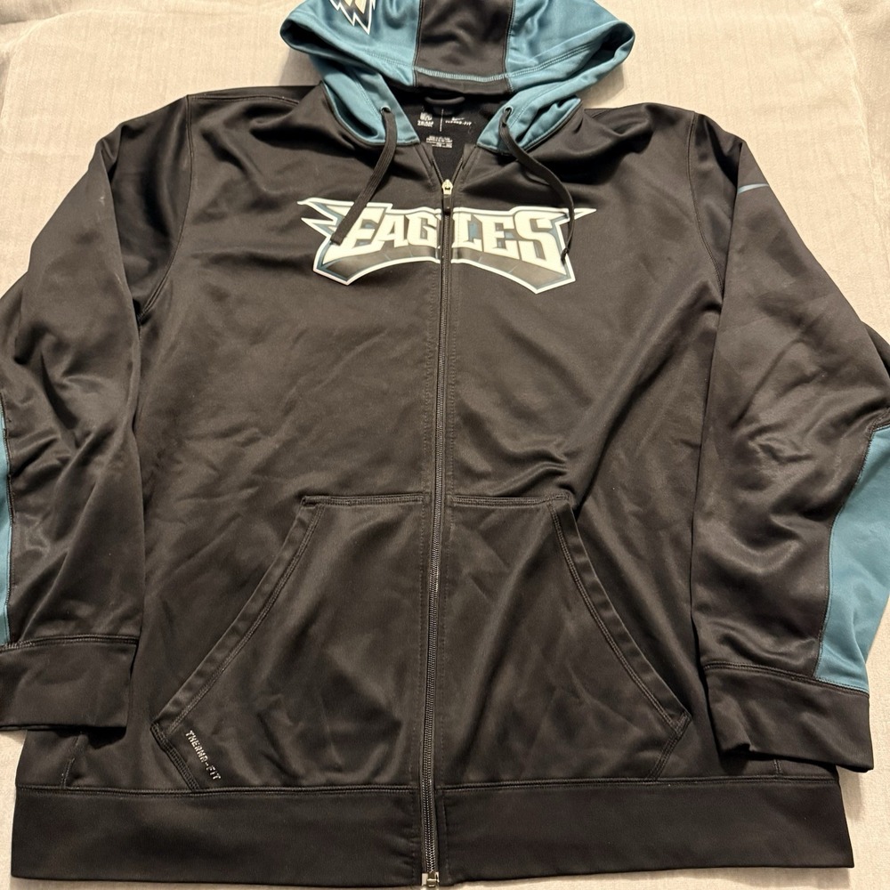 Nike Philadelphia Eagles Therma Fit Full Zip Hoodie Jacket Mens XXL NFL